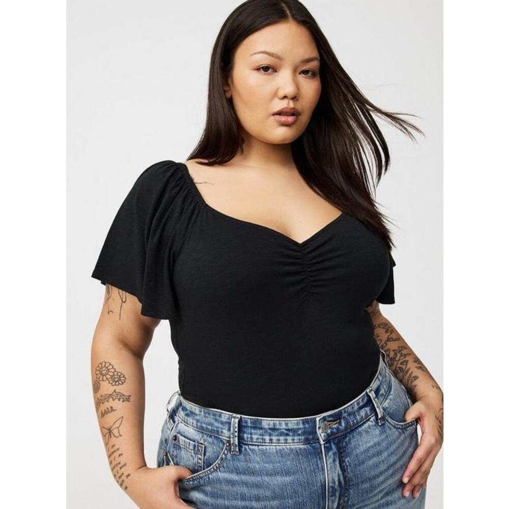 Torrid Vintage Slub Smocked Top Deep Black Size 4 (4X / 26) NWT